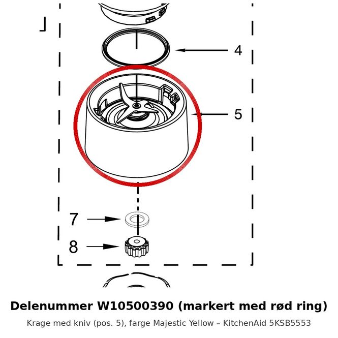 Hovedbilde KitchenAid W10500390 – Knivfeste/krage 5KSB5553 ...